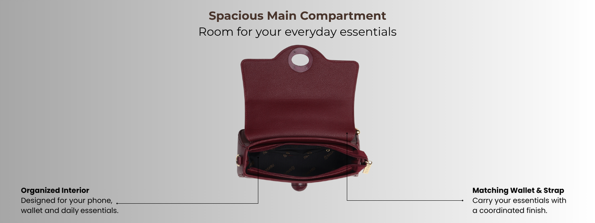 Bagabu Luxe Rope Handle Satchel Bag with Wallet (Burgundy)