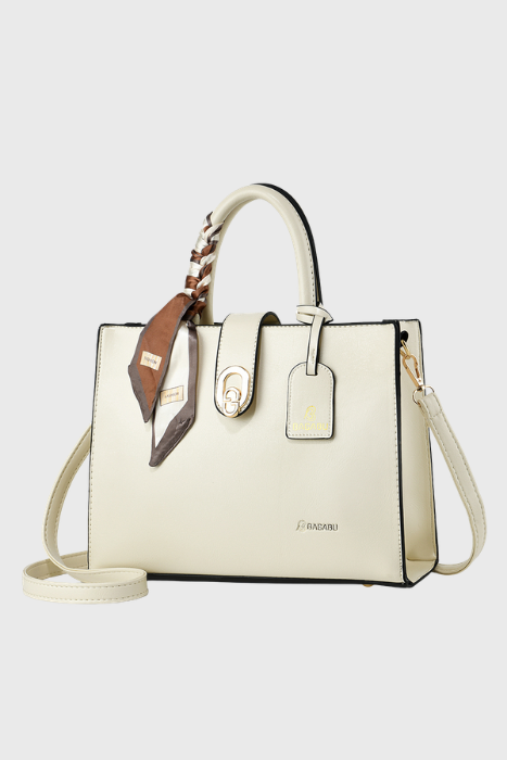 BAGABU Elegant Women's Vegan Leather Tote Handbag (Beige)