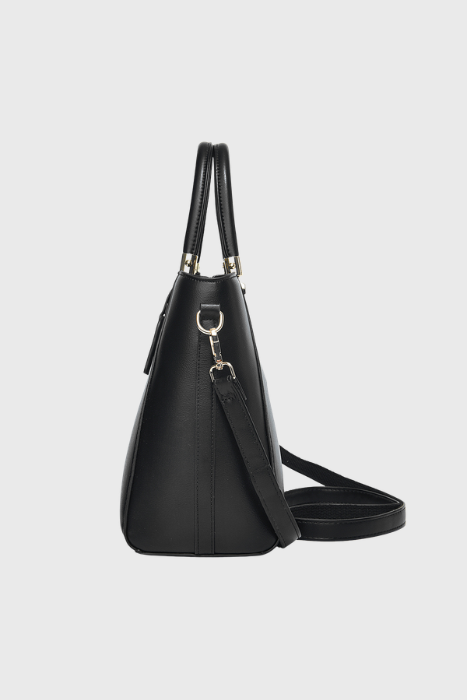 Verona Structured Vegan Leather Work Bag (Black)