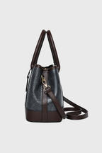 BAGABU Women's Premium Textured Vegan Leather Handbag Set with Wallet & Pouch (Grey)