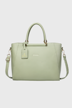 Verona Structured Vegan Leather Work Bag (Pastel Green)