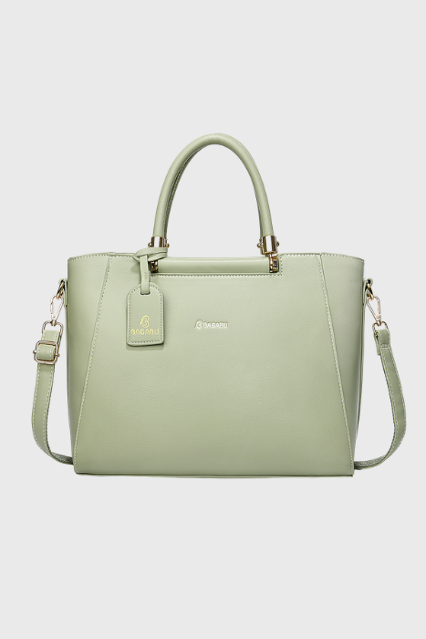 Verona Structured Vegan Leather Work Bag (Pastel Green)