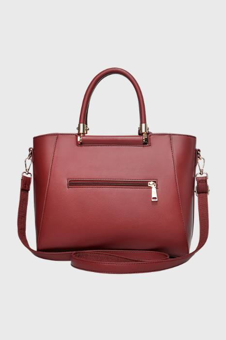 Verona Structured Vegan Leather Work Bag (Red)