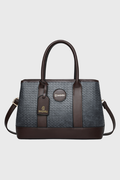 BAGABU Women's Premium Textured Vegan Leather Handbag Set with Wallet & Pouch (Grey)