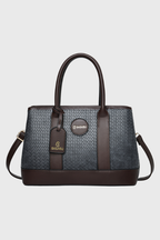 BAGABU Women's Premium Textured Vegan Leather Handbag Set with Wallet & Pouch (Grey)