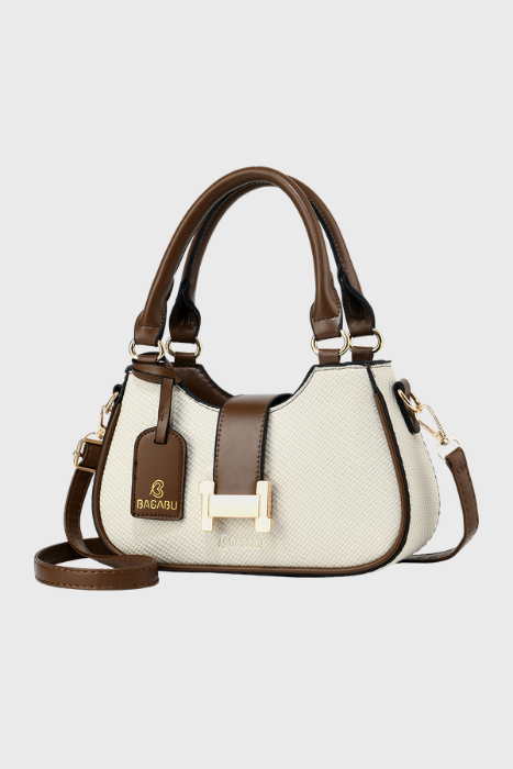 BAGABU Luxe Vegan Leather Structured Handbag (Beige)