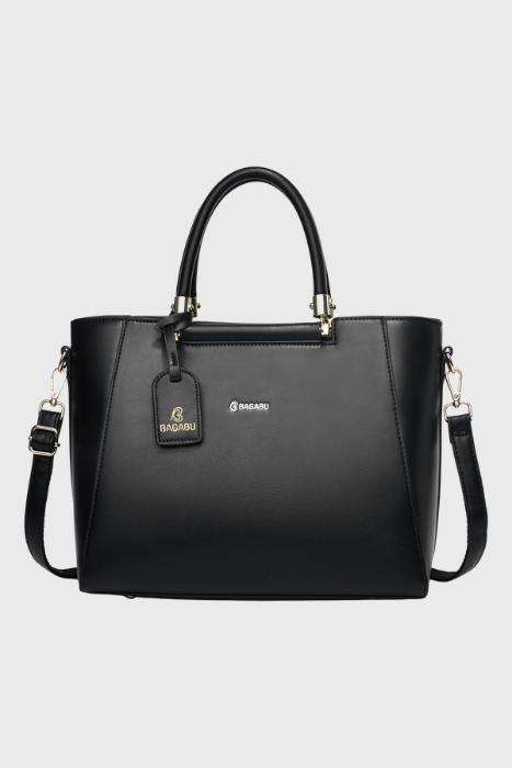 Verona Structured Vegan Leather Work Bag (Black)