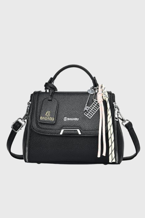 BAGABU Women's Premium Vegan Leather Satchel Handbag (Black)