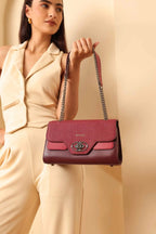 Bagabu Elegance Chain Shoulder Bag for Women (Burgundy)