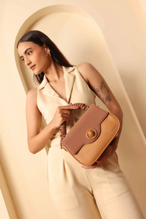Bagabu Luxe Rope Handle Satchel Bag with Wallet (Khaki)