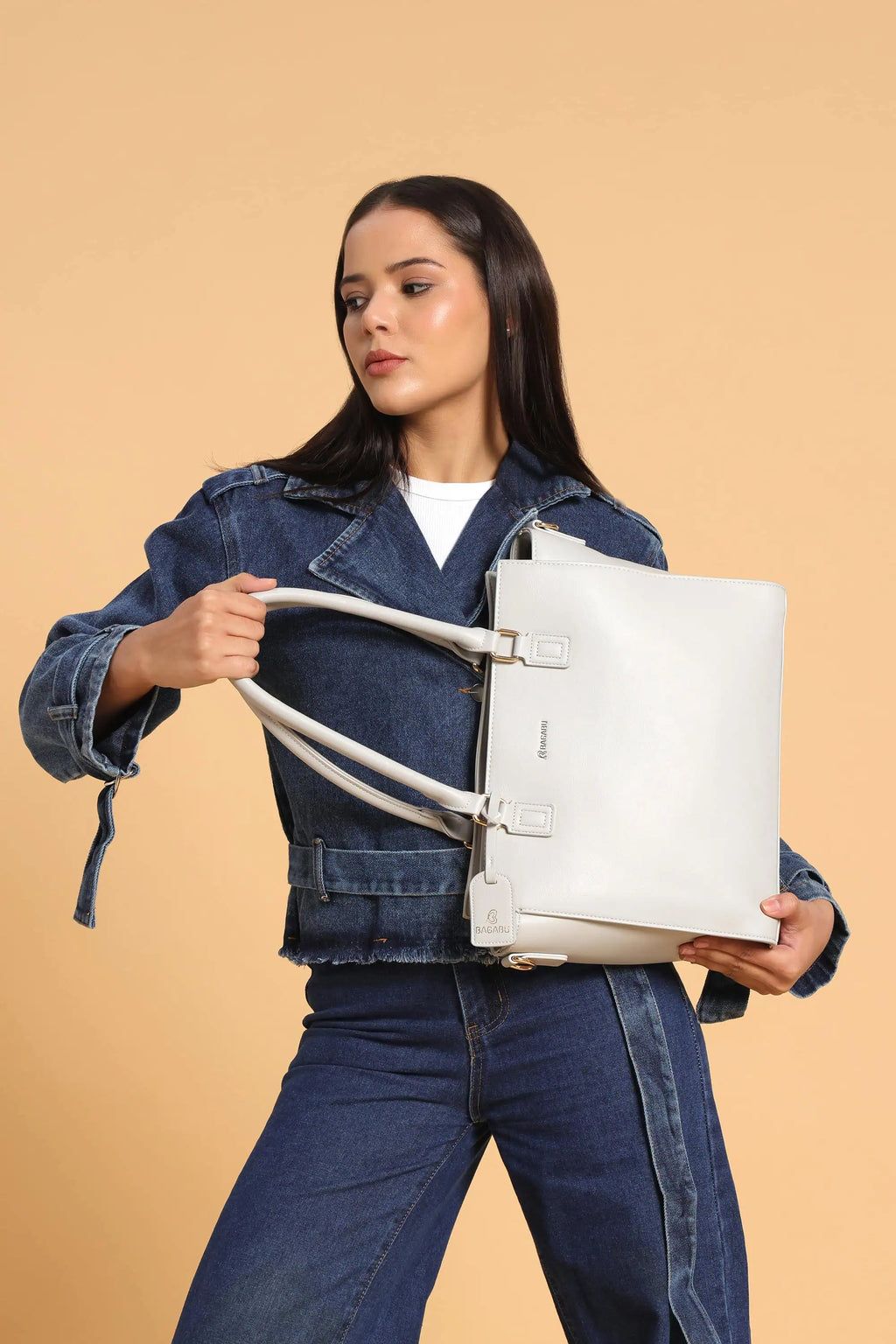 BAGABU Executive Laptop Tote Bag for Women (Grey)