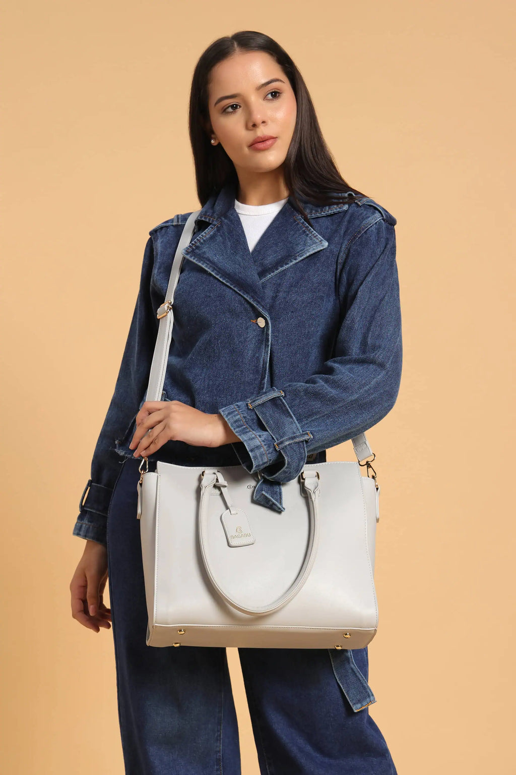 BAGABU Executive Laptop Tote Bag for Women (Grey)