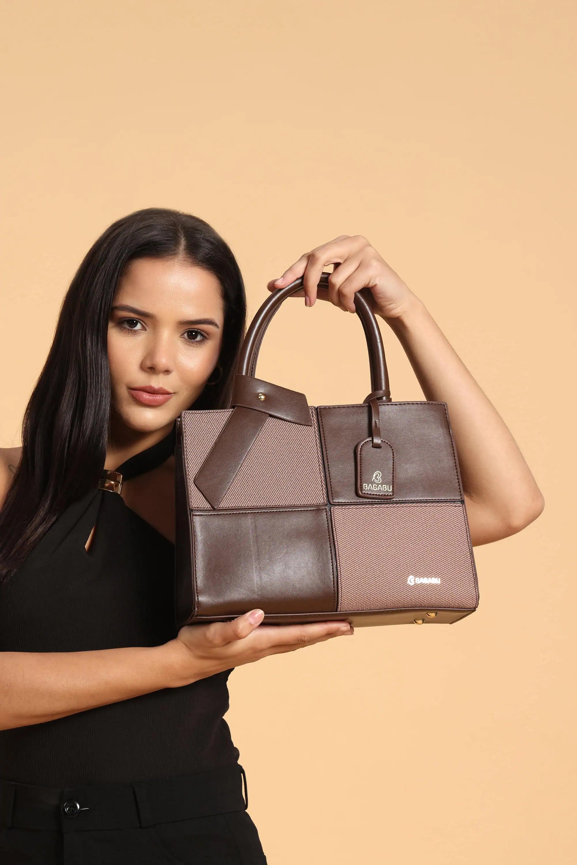 Bagabu Quadra Luxe Premium Vegan Leather Tote Set (brown)