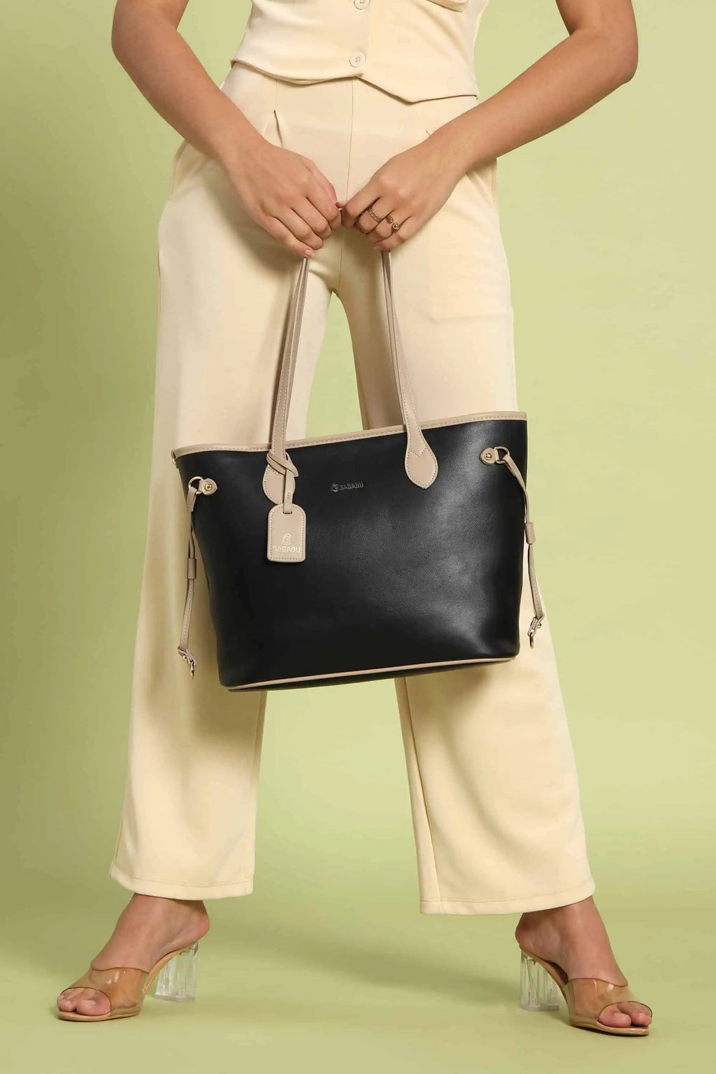 Elara Vegan Leather Tote Bag (Black)