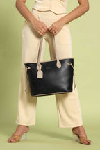 Elara Vegan Leather Tote Bag (Black)