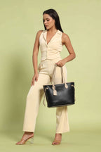 Elara Vegan Leather Tote Bag (Black)