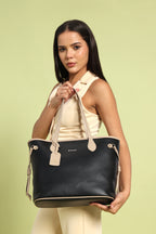 Elara Vegan Leather Tote Bag (Black)