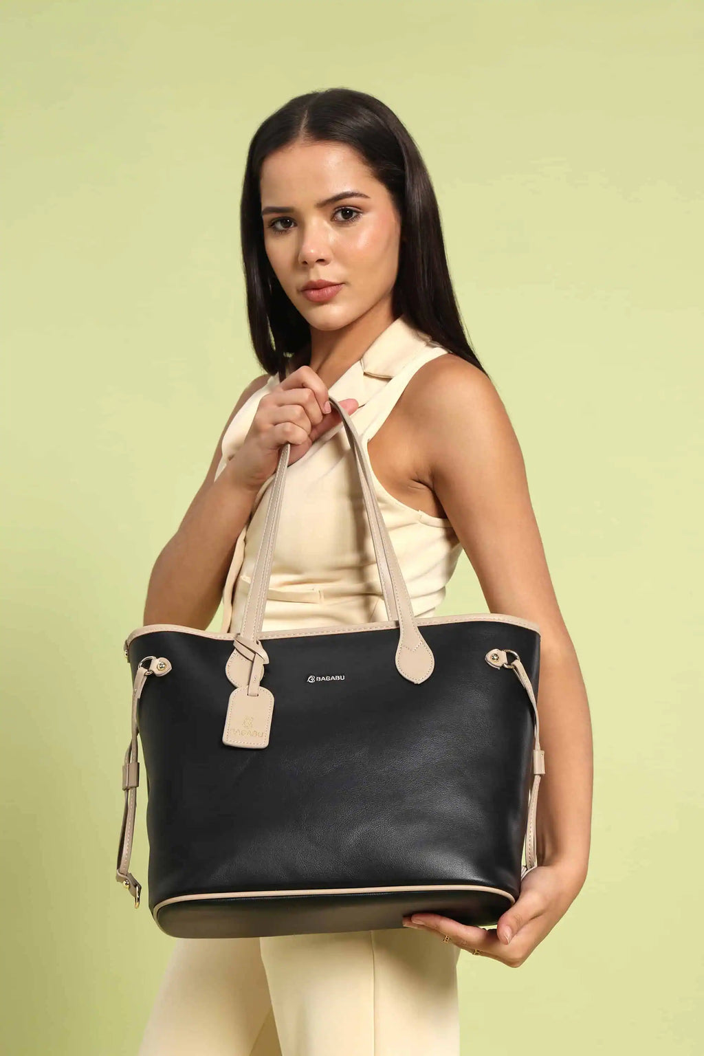Elara Vegan Leather Tote Bag (Black)