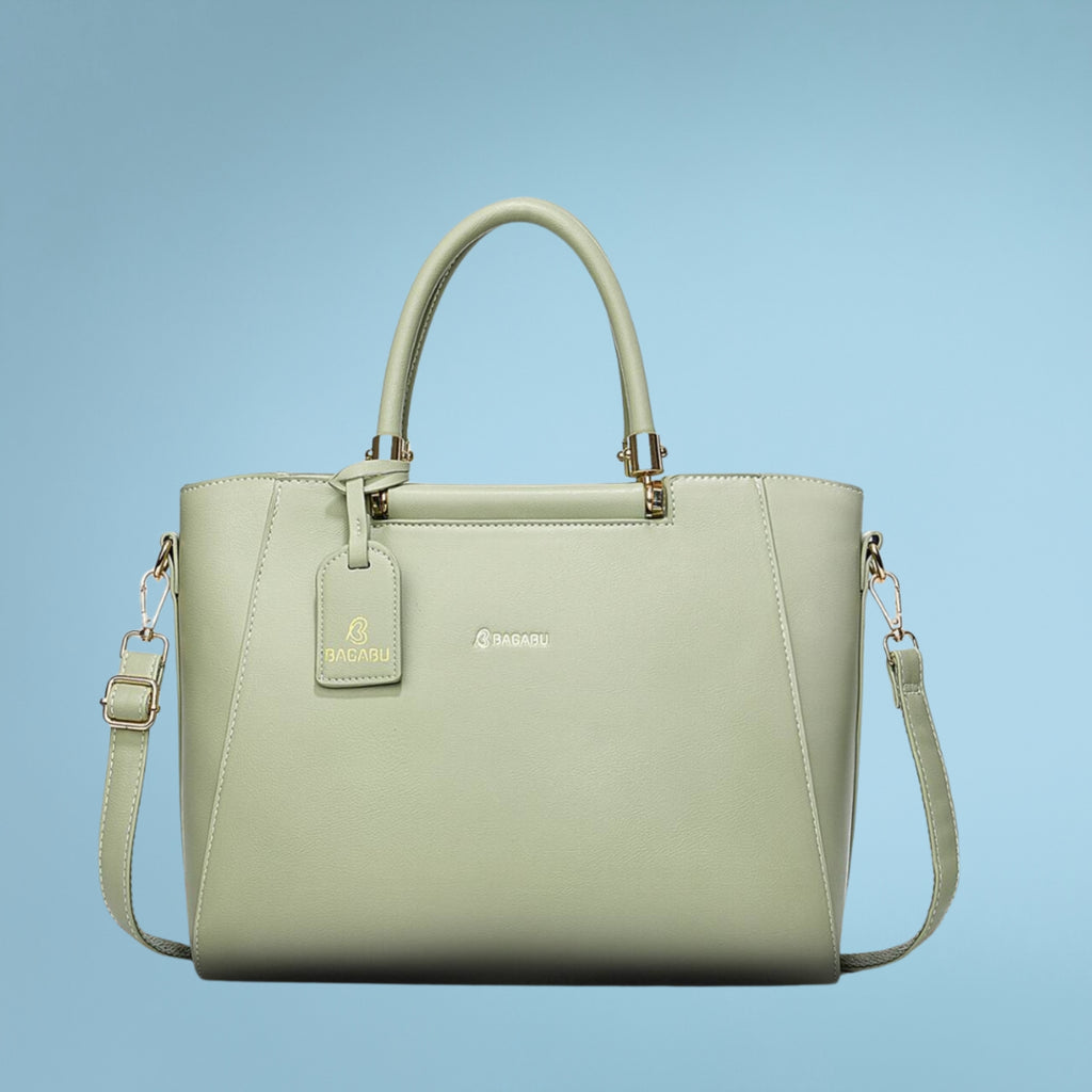 Verona Structured Vegan Leather Work Bag (Pastel Green)