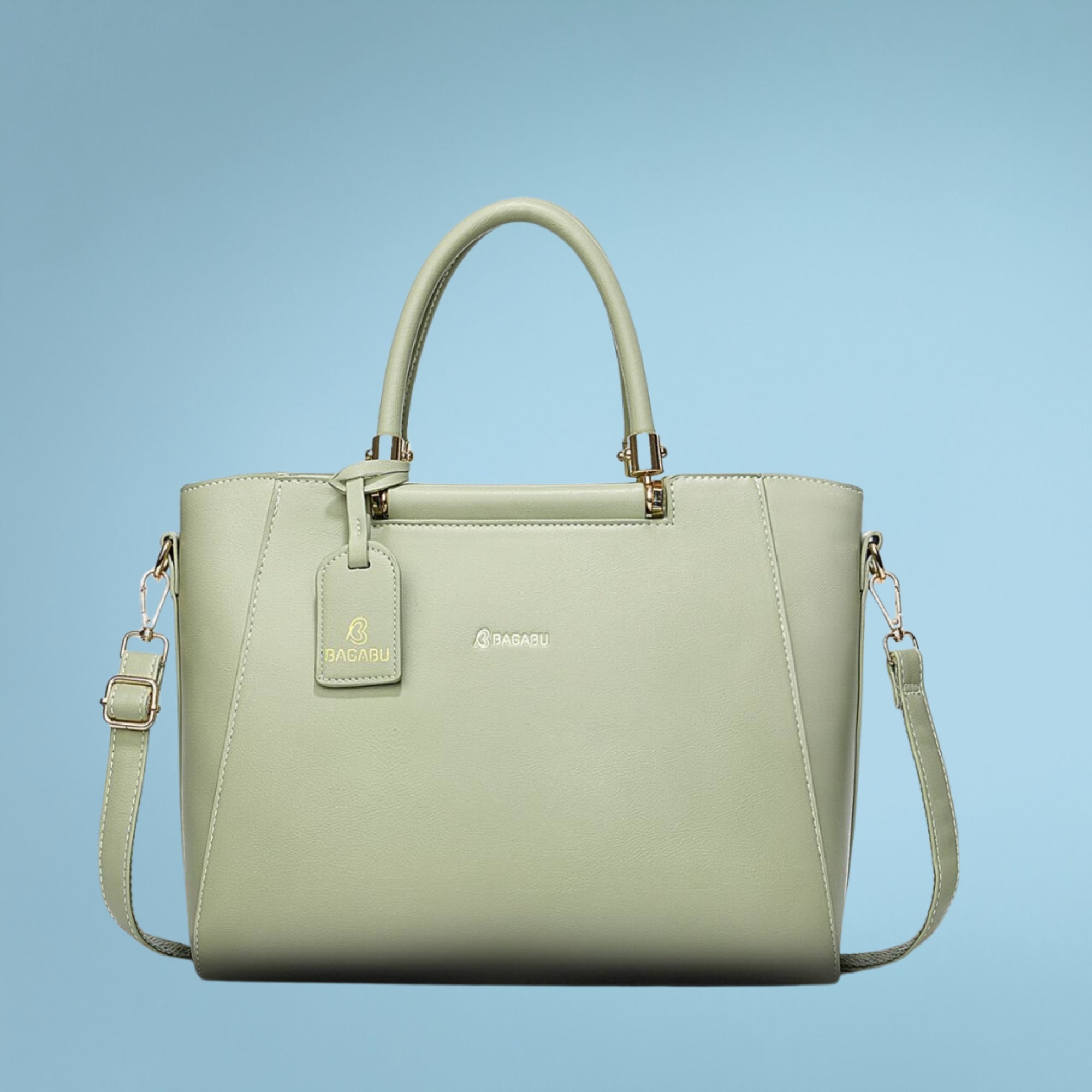 Verona Structured Vegan Leather Work Bag (Pastel Green)