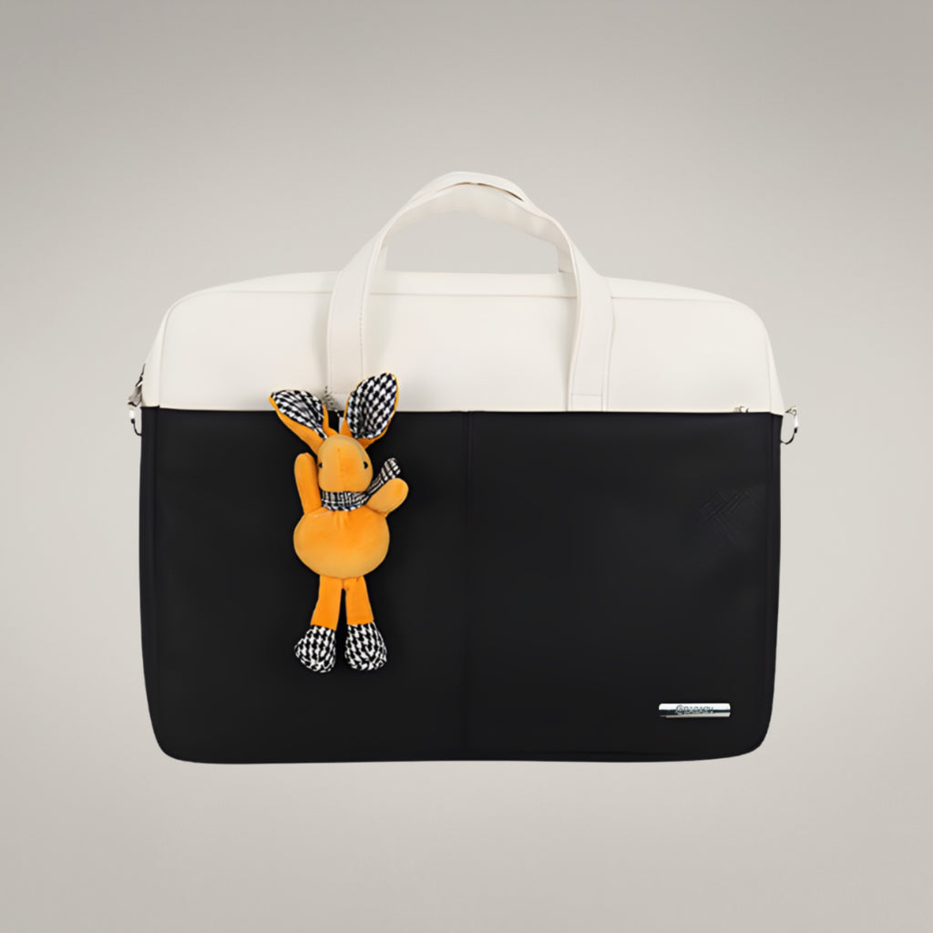 Apex PU Leather Laptop Bag with Strap (Black)