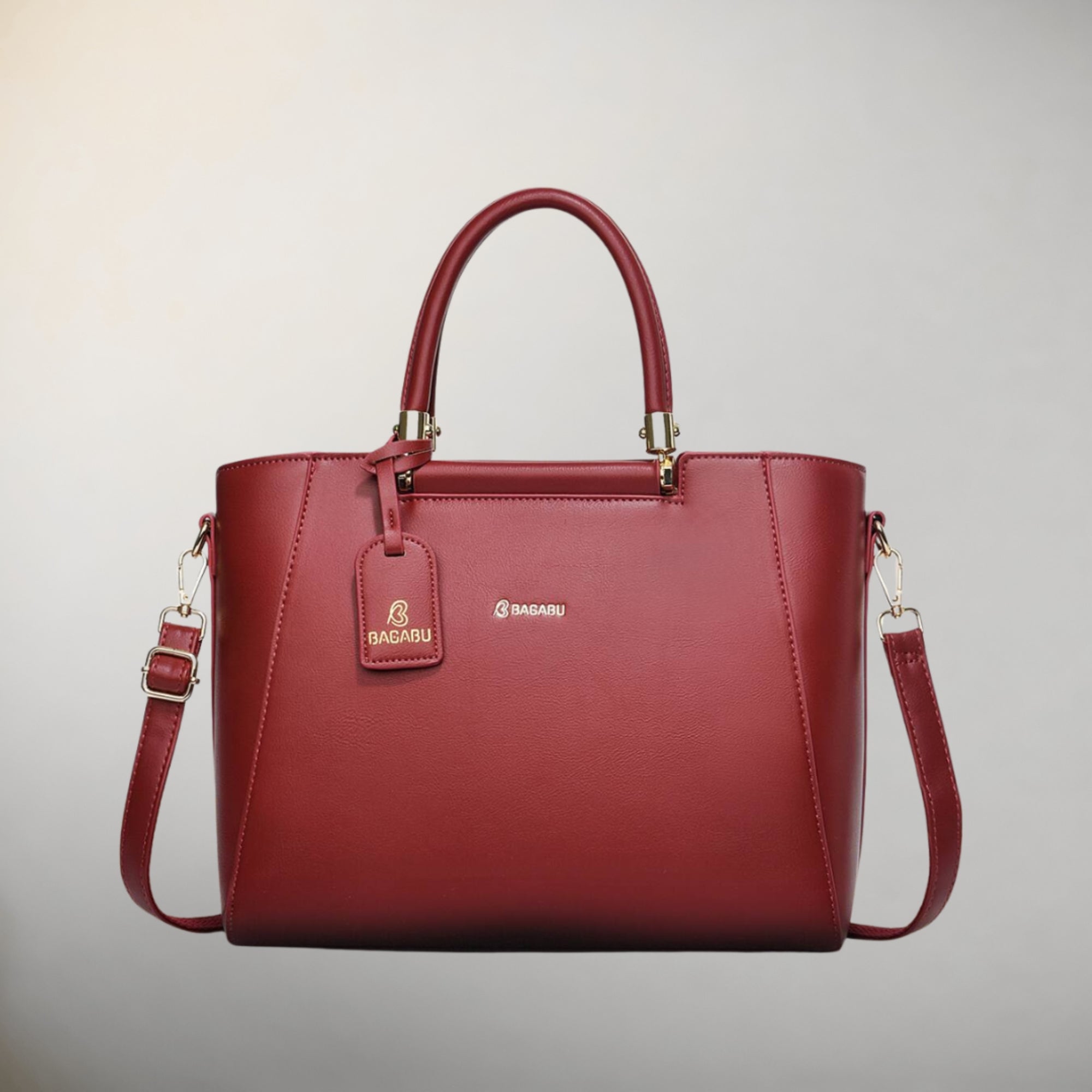Verona Structured Vegan Leather Work Bag (Red)