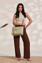 Verona Structured Vegan Leather Work Bag (Pastel Green)