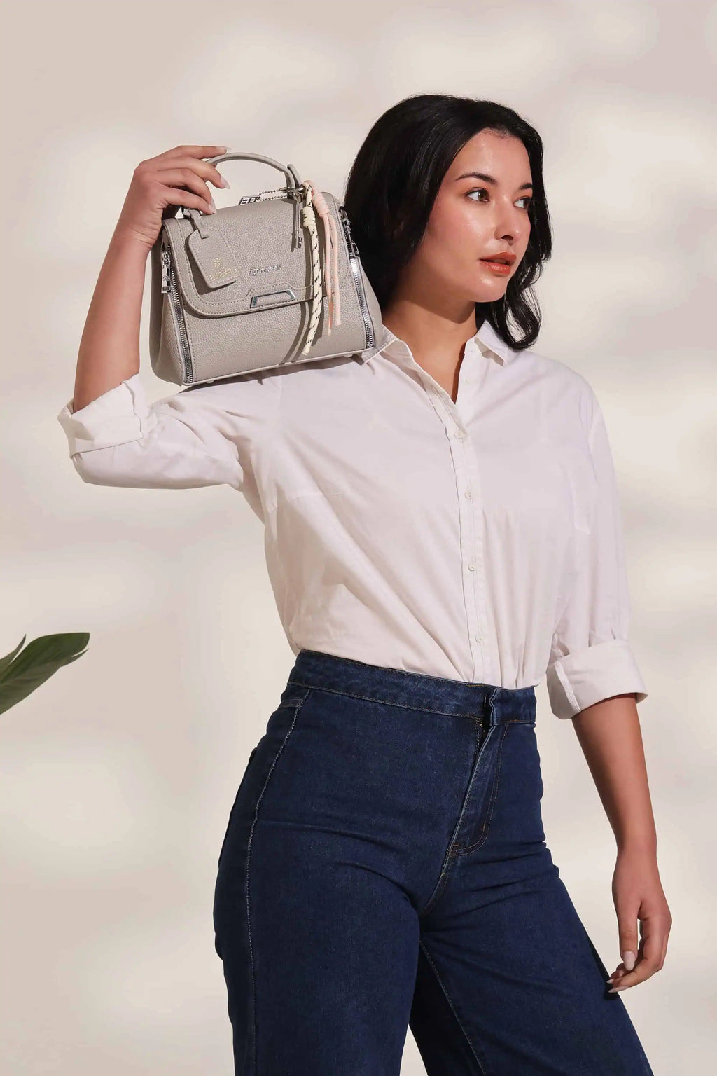 BAGABU Women's Premium Vegan Leather Satchel Handbag (Grey)