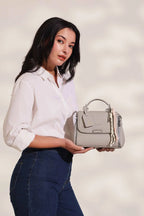 BAGABU Women's Premium Vegan Leather Satchel Handbag (Grey)
