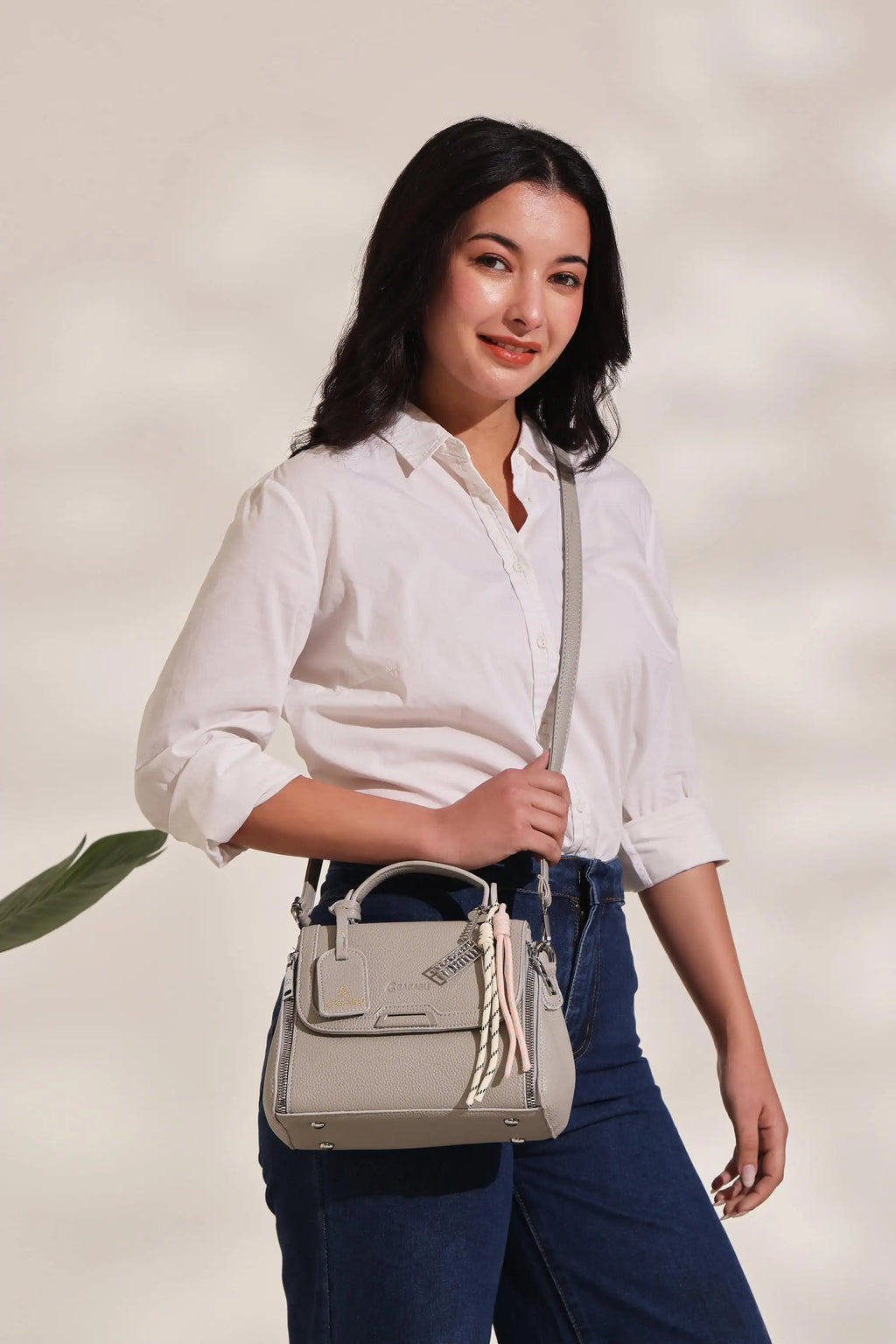 BAGABU Women's Premium Vegan Leather Satchel Handbag (Grey)