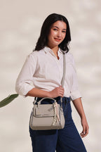 BAGABU Women's Premium Vegan Leather Satchel Handbag (Grey)