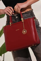 Verona Structured Vegan Leather Work Bag (Red)