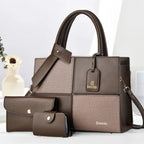 Quadra Luxe Premium Vegan Leather Tote Set (brown)