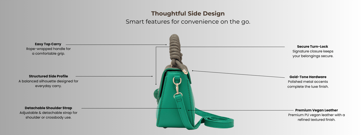 Bagabu Luxe Rope Handle Satchel Bag with Wallet (Green)
