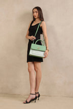 Bagabu Elegant Knitted Fabric Satchel Handbag  ( Saga Green)