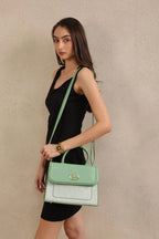 Bagabu Elegant Knitted Fabric Satchel Handbag  ( Saga Green)
