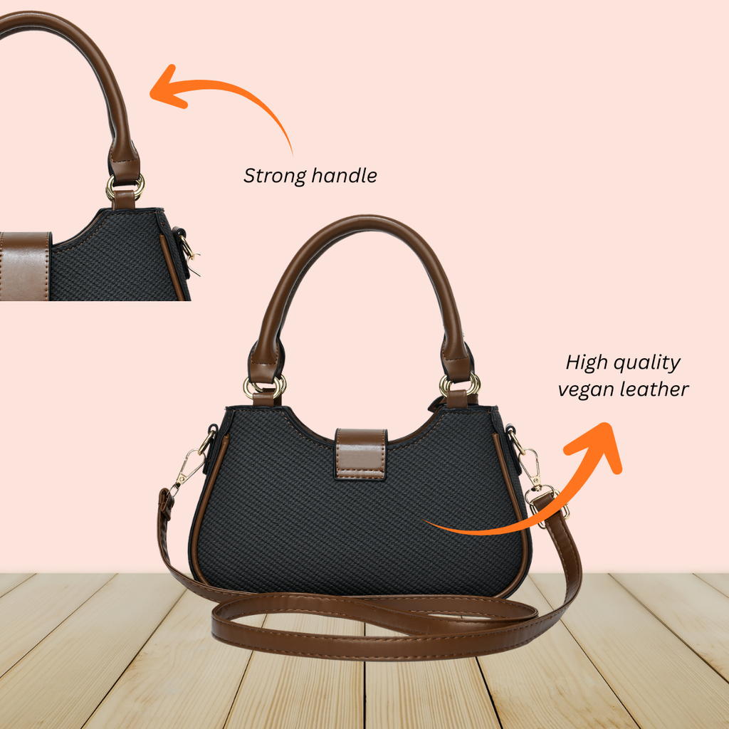 Amor Vegan Leather Shoulder Bag (Black)