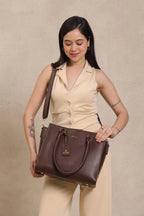 BAGABU Executive Laptop Tote Bag for Women (Coffee Brown)