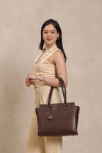 BAGABU Executive Laptop Tote Bag for Women (Coffee Brown)