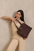 BAGABU Executive Laptop Tote Bag for Women (Coffee Brown)