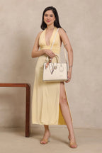 BAGABU Elegant Women's Vegan Leather Tote Handbag (Beige)