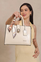 BAGABU Elegant Women's Vegan Leather Tote Handbag (Beige)