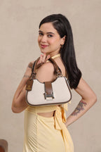 BAGABU Luxe Vegan Leather Structured Handbag (Beige)