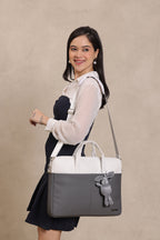 Bagabu Professional Laptop Tote Bag for Men & Women (Gray & White)