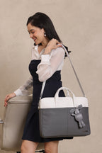 Bagabu Professional Laptop Tote Bag for Men & Women (Gray & White)