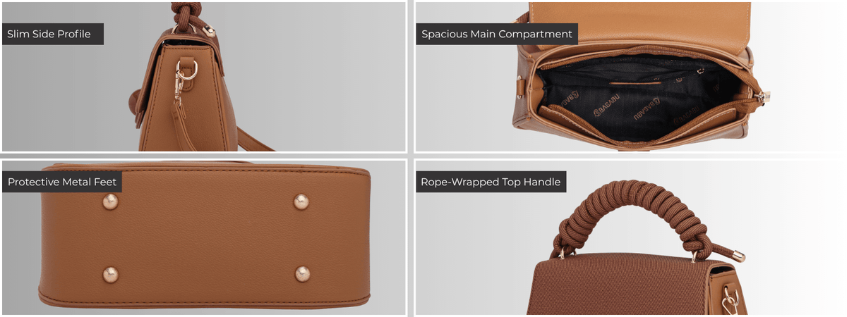 Bagabu Luxe Rope Handle Satchel Bag with Wallet (Khaki)