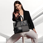 Quadra Luxe Premium Vegan Leather Tote Set (black)