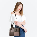 Quadra Luxe Premium Vegan Leather Tote Set (brown)