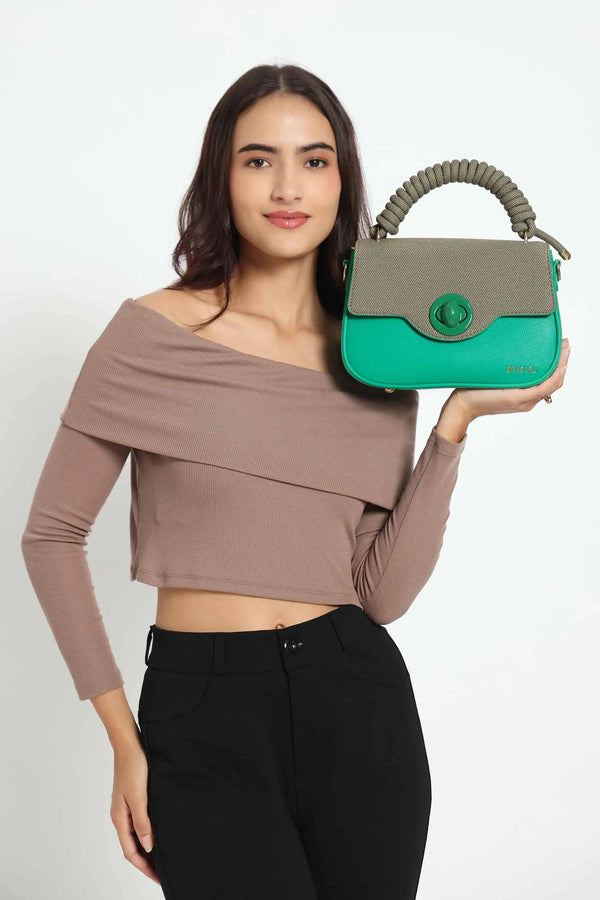 Bagabu Luxe Rope Handle Satchel Bag with Wallet (Green)