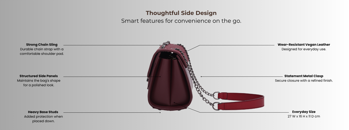 Bagabu Elegance Chain Shoulder Bag for Women (Burgundy)